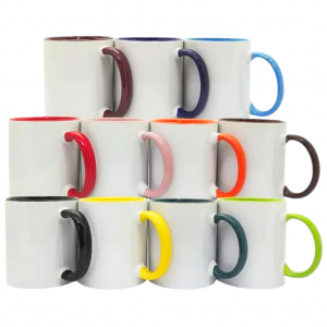 Caneca Personalizada - Alça e interior colorido Cerâmica 90x200mm Branca Sublimação  